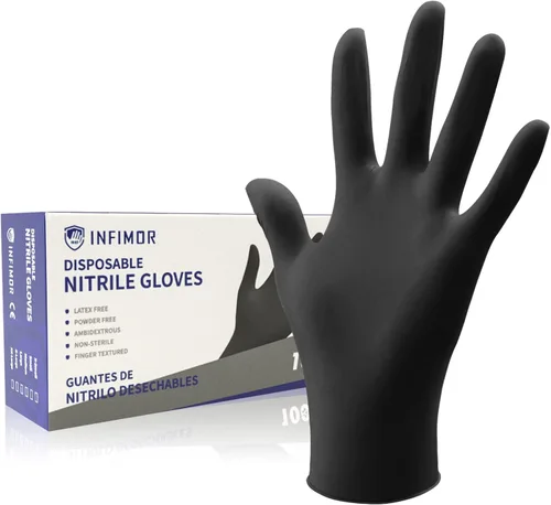 Miniatura 7 de Guantes de examen de nitrilo sin látex y sin polvo, guantes de nitrilo desechables no estériles de 5 mil para cocinar, limpiar