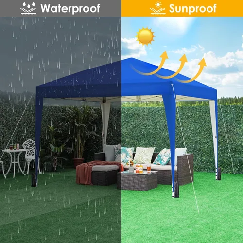 Miniatura 9 de Yaheetech Toldo desplegable de 8 x 8 con 4 paredes laterales extraíbles, tienda instantánea cerrada portátil, tienda de campaña impermeable para Azul