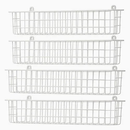 Miniatura 9 de Organizador de especias para montaje en pared, paquete de 2 cestas de almacenamiento de alambre negro para pared o puerta de gabinete en cocina