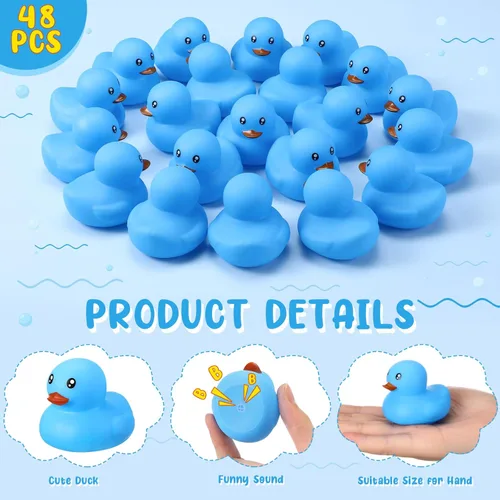 Miniatura 2 de Hungdao 48 mini patos de goma de 2 pulgadas para niños, regalos de fiesta, patos de baño a granel, juguetes flotantes de piscina de verano, patos