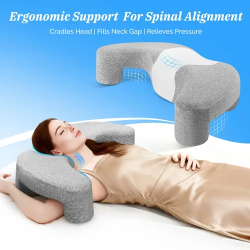 Miniatura 5 de Almohada para dormir de lado con canal de brazo para aliviar el dolor de hombros, cuello y manguito rotador, almohada cervical de espuma Blanco &