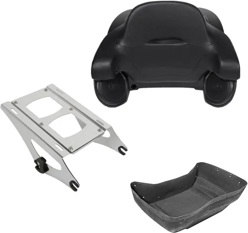 Miniatura 31 de TCMT Caja de maletero para motocicleta King con respaldo envolvente y portaequipajes con altavoces, para 2 personas, compatible con Harley 2014-2025