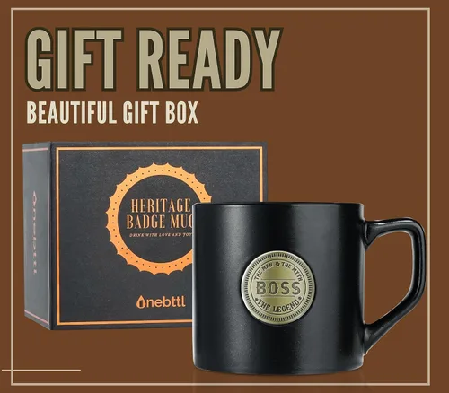 Miniatura 5 de Onebttl Boss Gifts - Taza de café de cerámica con insignia dorada, 15 onzas, Día del jefe, Navidad, jubilación, leyenda del mito del hombre