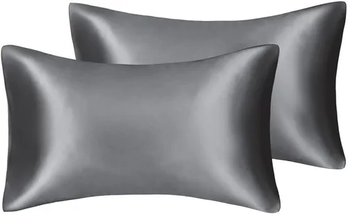 Miniatura 30 de Juwenin Bedding, funda de almohada de satén sedosa súper suave y lujosa con cremallera (funda de almohada de satén sedoso para el cabello), juego