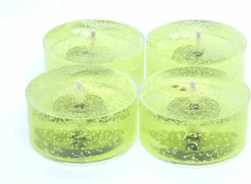 4 Pack Unscented 100% LIGHT LIME GREEN Clear Mineral Oil Based Tea Lights Candles for weddings special events The Gel Candle Company™
