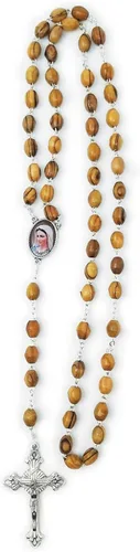 Miniatura 10 de Árbol de la Vida Rev. 22:14 Rosario Católico de madera de olivo Tierra Santa de Israel, Cruz colgante sólida de madera, cuentas grandes