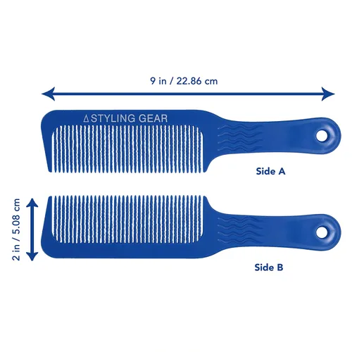 Miniatura 2 de Styling Gear 404 Clipper 9 In. Dientes ondulados Top Plano Clipper Mezcla Peine Corte Peluquero Peluquero Peines Flexibles 1 Pc (azul)