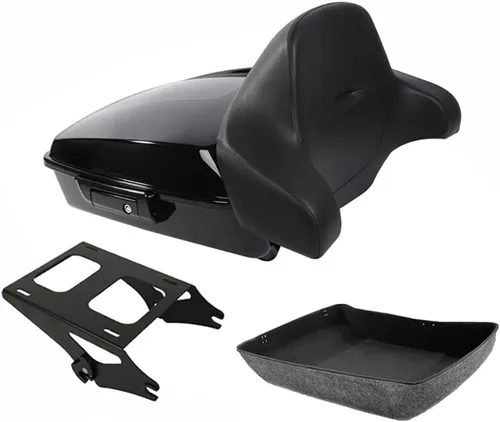 Miniatura 12 de TCMT Caja de maletero de motocicleta cortada de 10.7", respaldo envolvente, soporte de montaje para 2 personas, compatible con Harley 2014-2025 Con