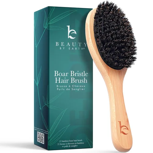 Cepillo de cerdas de jabalí para mujeres y hombres, cepillo de pelo natural 100% cerdas suaves de jabalí para cabello fino y delgado