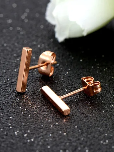 Miniatura 2 de Mudder - 4 pares de arete de acero inoxidable, barra rectangular para hombre o mujer, 4 colores disponibles.