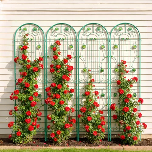 Miniatura 10 de Paquete de 4 enrejados de jardín de metal de 71" de altura, cerca de jardín, enrejado a prueba de óxido para plantas trepadoras, soporte de rosas