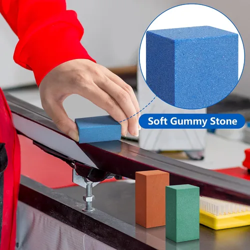 Miniatura 6 de 3 piezas de piedra abrasiva de goma gomosa - Bloque de goma para rectificar bordes - Piedra gomosa para snowboard suave - Piedra para snowboard y 3