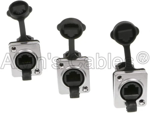 Miniatura 3 de Alvin's Cables 90 grados RJ45 interfaz impermeable zócalos conector IP65 Ethernet montaje en panel ángulo recto 3pcs RJ45 conector