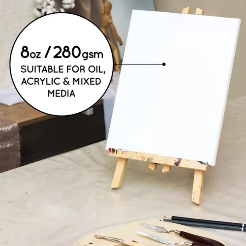 Miniatura 4 de ARTISTIK Lienzo estirado para artistas, 100 % algodón, sin ácidos, triple imprimado con gesso estirado, suministro de pintura artística
