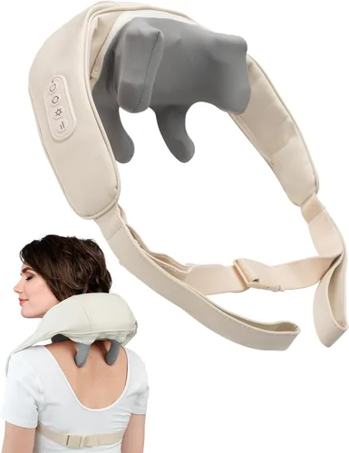 Shiatsu Masajeador de cuello y espalda con calor ajustable, almohada eléctrica de amasamiento de espalda para hombros, cintura, muslos y tejido