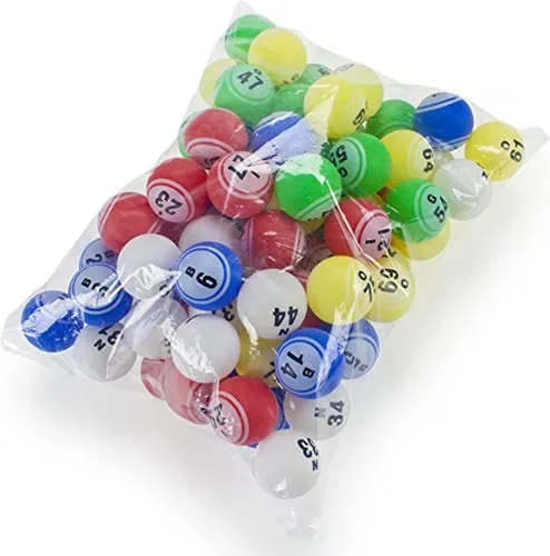 Miniatura 2 de 75 bolas de bingo multicolor de 1.5 pulgadas, bolas de plástico para jaulas de bingo y rifas, compatibles con jaulas de la mayoría