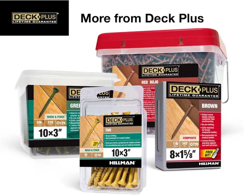 Miniatura 6 de Deck Plus Tornillos para valla y madera exterior con revestimiento epoxi de 3 pulgadas #10 x 3 Torx/Star Drive Incluido, rosca gruesa, tornillo