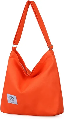 Miniatura 51 de Covelin - Bolsa de hombro informal de lona para mujer, estilo bohemio y retro, bolsa de mano, bolso cruzado, tamaño grande