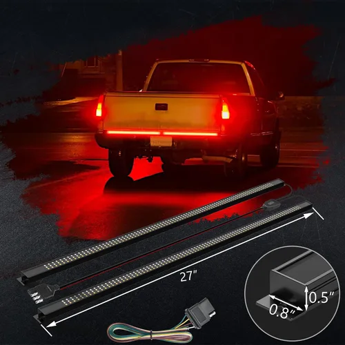 Miniatura 6 de MICTUNING Barra de Luz Triple para Portón Trasero Impermeable Plug-and-Play Marco de Aluminio con Conector Plano de 4 Vías - Señal de Giro