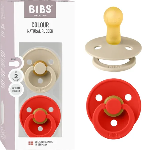 Miniatura 42 de BIBS - Paquete de 2 chupetes Bibs Colour, calmante, libre de bisfenol A, punta redonda, látex de goma natural Noche de vainilla