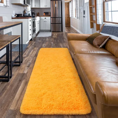 Miniatura 6 de Amearea Alfombra de Pasillo Peluda Shag para Dormitorio de Niñas Sala de Estar, 2x6 Pies Extra Suave y Esponjosa Alfombras Shaggy, Antideslizante