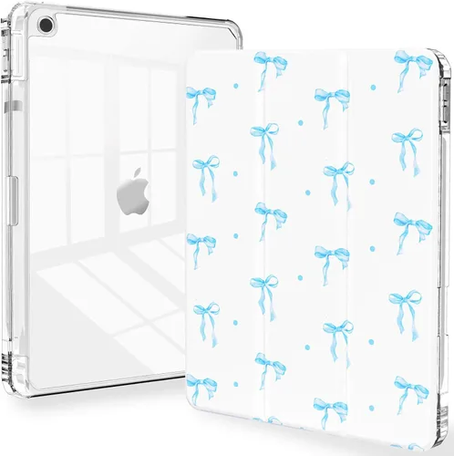 Miniatura 15 de Feams Funda para iPad de 9ª generación, funda triple para iPad 10.2, cubierta trasera transparente con soporte para lápiz y apagado Ángel