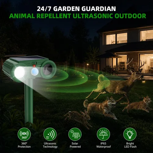 Miniatura 8 de Repelente solar de animales 2026, dispositivos repelentes de ciervos para exteriores, impermeable, repelente ultrasónico, control disuasorio