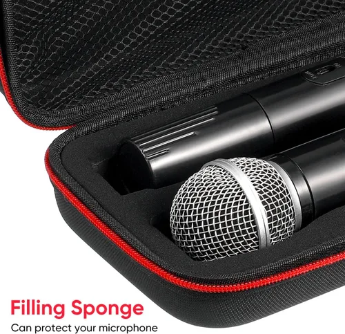 Miniatura 6 de IMIKEYA Caso: Caja de almacenamiento portátil Funda de EVA dura Bolsa de transporte Dual Handheld Mic a prueba de golpes con cremallera de viaje duro