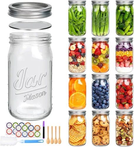 Miniatura 10 de Accguan Tarros Mason de 2 onzas, botellas de jengibre con tapas plateadas, tarros de yogert de vidrio, tarro de vela, miel, mermelada, gelatina