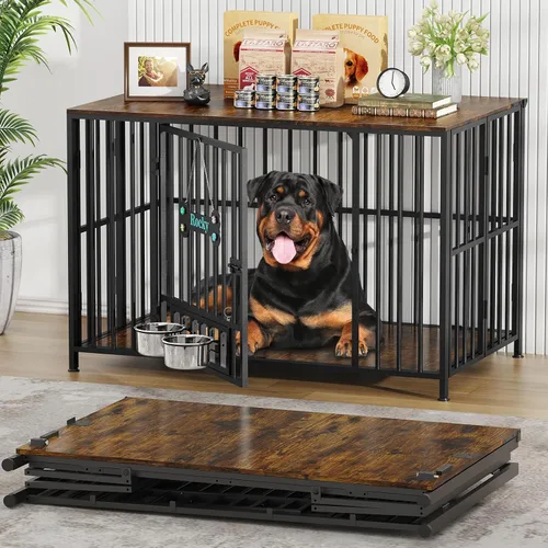 Miniatura 11 de Easycom Mueble plegable para perros de 43 pulgadas, no se ensambla para perros, jaulas decorativas para interiores, jaulas XL para perros grandes