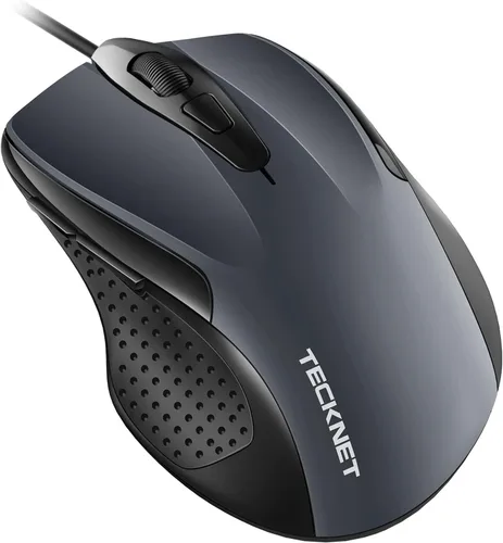 Mouse óptico ergonómico USB alámbrico TeckNet Pro S2 para laptop, 6 botones, 2000DPI Gris