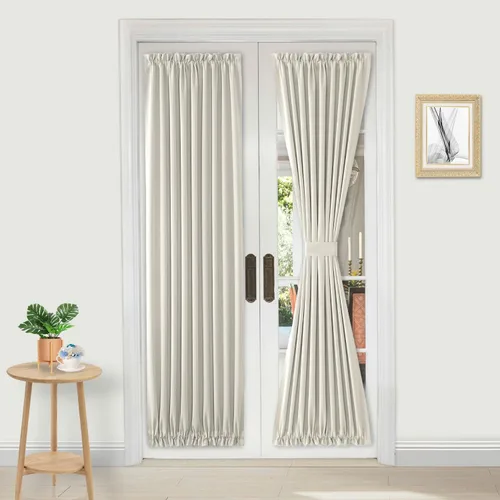 Miniatura 75 de DWCN Cortinas para puerta francesa: cortina térmica con bolsillo para barra para puertas con ventana de vidrio, puertas de cocina y patio