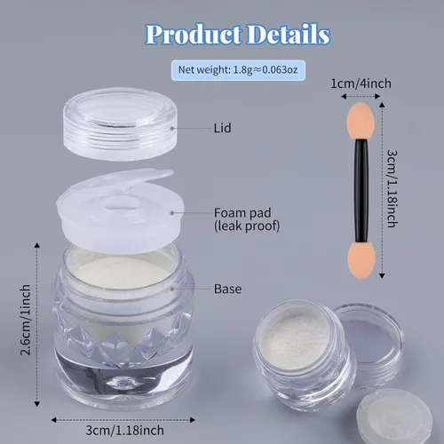 Miniatura 5 de Polvo de uñas cromado Moonlight, polvo de uñas cromado Aurora Pearl efecto espejo holográfico blanco brillante pigmento de azúcar polvo purpurina