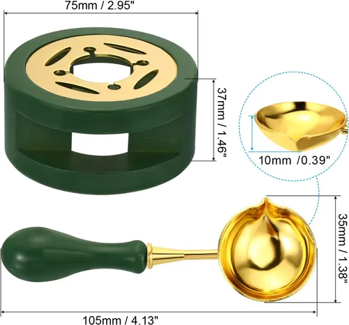 Miniatura 2 de PATIKIL Kit de sellado, calentador de sellos de cera con cuchara de fusión, estufa de fusión retro, herramienta de horno para sellar cuentas, sello