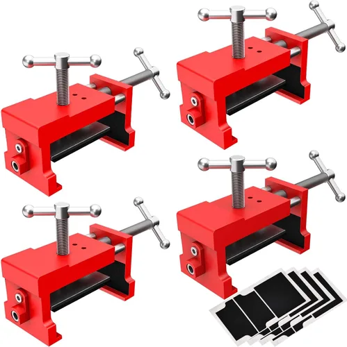Paquete de 4 abrazaderas de gabinete, abrazaderas de gabinete para instalar gabinetes, abrazaderas de instalación de gabinete con dos tornillos Rojo