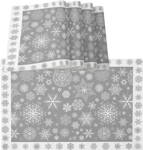 Miniatura 10 de Juego de 6 manteles individuales de bolas de Navidad para mesa de comedor, paño de lino de algodón para mesa cuadrada/rectangular/redonda