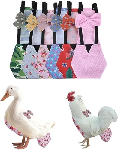 Miniatura 7 de MANON ROSA Pañales de pollo, gallinas bantam, juego de 3 piezas reutilizable con corbatín para aves de corral, pañales lavables e impermeables