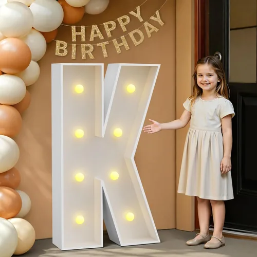 Miniatura 33 de IMPRSV Letras de mosaico iluminadas de marquesina, 4 pies para globos y fiestas, decoración de kit de arco