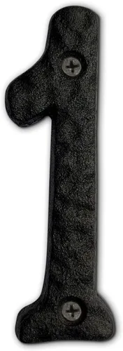 Números de dirección de casa de 4 pulgadas de altura, número de casa de hierro fundido, acabado negro inoxidable, número 1