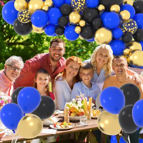 Miniatura 4 de Kit de arco de guirnalda de globos azul real, negro y dorado, globos azules y negros, globos metálicos dorados, globos de videojuegos para hombres