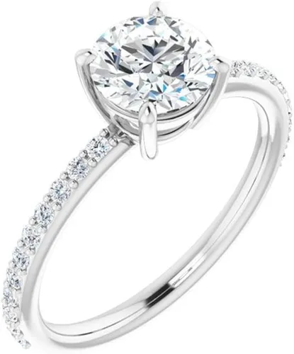 Miniatura 3 de Rivaan Jewel - Anillo de compromiso de moissanita de oro blanco macizo de 10 quilates, hecho a mano, anillo de compromiso de 1.0 quilates, corte
