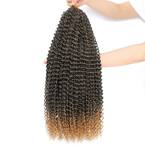 Miniatura 58 de Dansama - 7 paquetes de extensiones de cabello trenzado ondulado Passion Twist, extensiones de cabello de trenzas con ganchillo estilo mariposa, #1B