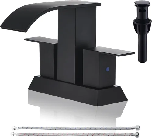 Miniatura 11 de Grifo de baño en cascada dorado de 3 agujeros - 8 pulgadas grifo de baño generalizado Dos manijas llave de lavabo de lavabo con llave de drenaje