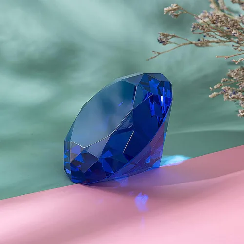 Miniatura 3 de LONGWIN Pisapapeles de diamante de cristal de 80 mm (3.1 pulgadas), joyas para decoración de boda, centros de mesa, decoración para el hogar (Azul)