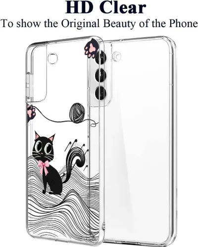 Miniatura 3 de Unov Funda para Galaxy S22 transparente con diseño de TPU suave absorción de impactos, patrón delgado en relieve, cubierta trasera protectora