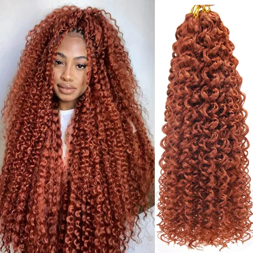 Miniatura 71 de 8 Paquetes de Cabello Rizado con Ganchillo GoGo, Cabello Rizado con Ganchillo para Mujeres Negras, Trenzado de Onda Profunda, Cabello Sintético