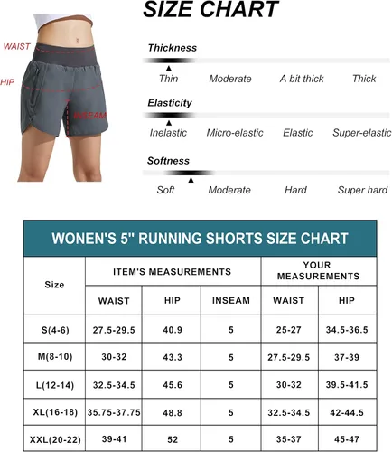 Miniatura 6 de MASKERT Womens 5 Inches Athletic Running Shorts with Zipper Pockets Quick Dry Lounge Gym Workout Shorts with Liner