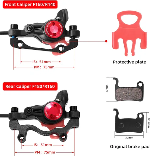Miniatura 2 de Z00M HB875E Juego de freno de disco hidráulico para eBike Exceedhub, juego de freno hidráulico para apagado de energía eléctrica con rotores