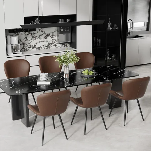 Miniatura 36 de Nalupatio Juego de 2 sillas de comedor, modernas sillas de comedor con respaldo cómodo, sillas de cocina tapizadas gruesas, 19 pulgadas de altura