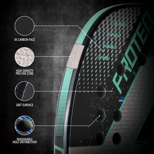 Miniatura 3 de AMA SPORT Raqueta de tenis de playa de fibra de carbono 3K con núcleo de espuma EVA, paleta profesional de tenis de playa de carbono para jugadores